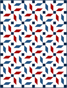 Patriotic Propeller Quilt Kit Throw by Mandi Persell of Sewcial Stitch