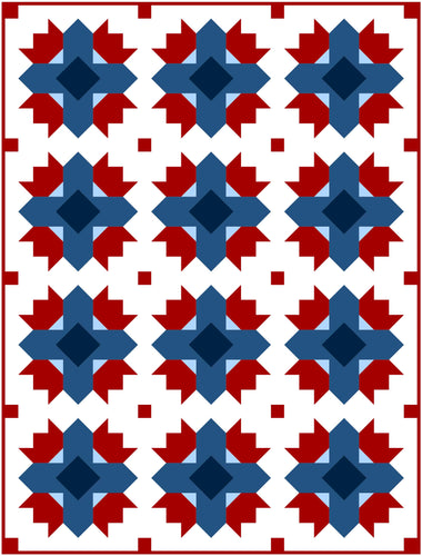 Patriotic Tulip Twist Modern Quilt Kit by Sewcial Stitch Throw Size Quilt