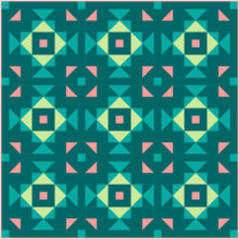 Load image into Gallery viewer, Swizzle Teal and Coral Solid Quilt Kit by Sewcial Stitch 3 size options