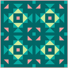 Load image into Gallery viewer, Swizzle Teal and Coral Solid Quilt Kit by Sewcial Stitch 3 size options