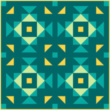 Load image into Gallery viewer, Swizzle Teal and Yellow Solid Quilt Kit by Sewcial Stitch 3 size options