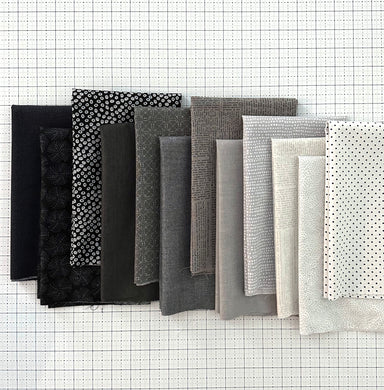 Dark and Stormy Black and Gray Stash Building Fat Quarter Bundle Custom Curated by Sewcial Stitch
