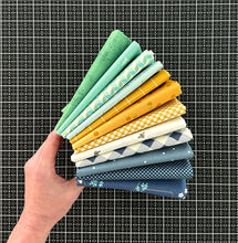Load image into Gallery viewer, Parkside Blue Green and Gold Fat Quarter Bundle Custom Curated by Sewcial Stitch