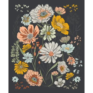Woodland and Wildflowers Black Fabric Panel by Fancy that Design House for Moda Fabrics