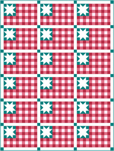 Plaid Flag Solid Quilt Kit by Sewcial Stitch 6 size options-Teal Blue
