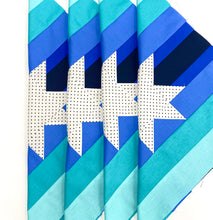 Load image into Gallery viewer, Aqua Blue Slanted Star Quilt Kit by Sewcial Stitch 4 size options