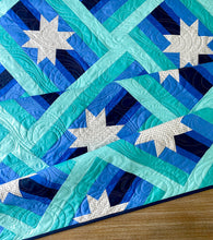 Load image into Gallery viewer, Aqua Blue Slanted Star Quilt Kit by Sewcial Stitch 4 size options