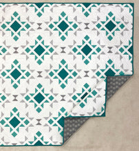 Load image into Gallery viewer, Star Blast Teal and Gray Solid Quilt Kit by Sewcial Stitch 4 size options