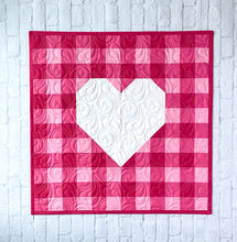 Load image into Gallery viewer, Gingham Heart Mini Quilt Kit Cranberry N Pink
