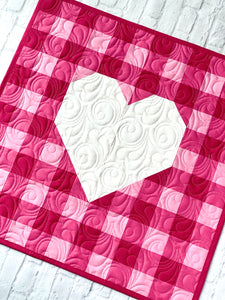 Gingham Heart Mini Quilt Table Topper Pattern PDF