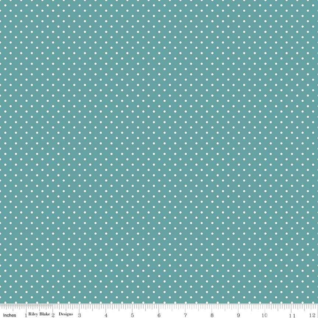 Swiss Dot Teal Fabric by Riley Blake Designs