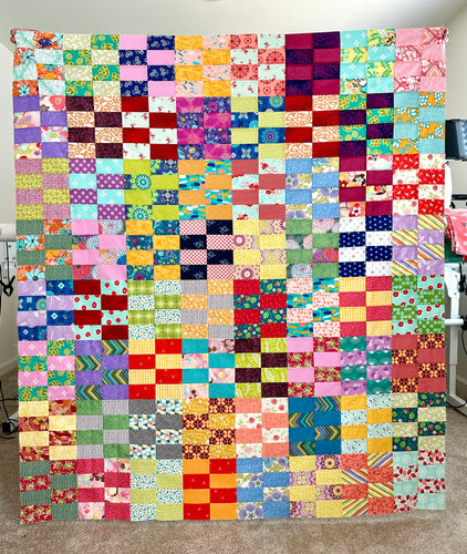 Two by Four Throw Size Quilt Top by Sewcial Stitch FREE SHIPPING