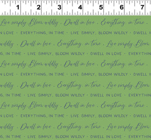 Bloom Wildly Green Text Fabric by Clothworks