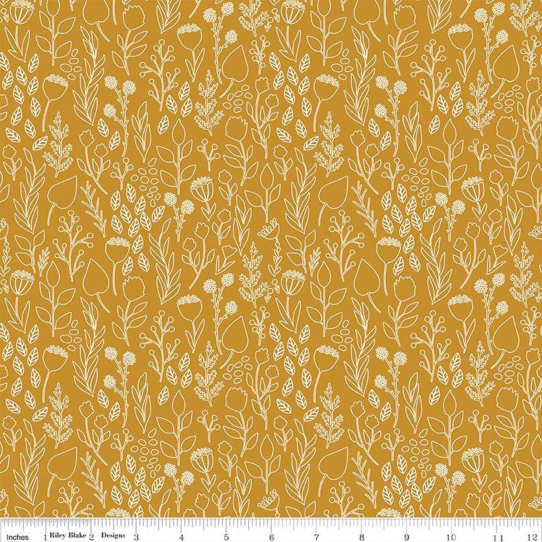 Blush N Butterscotch Floral Fabric by Simple Simon and Co For Riley Blake Designs
