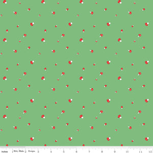 Pixie Noel 2 Green Mushroom Fabric by Tasha Noel for Riley Blake Designs