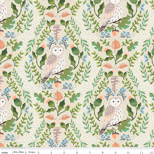 Wildwood Wander Cream Owl Fabric by Riley Blake Designs