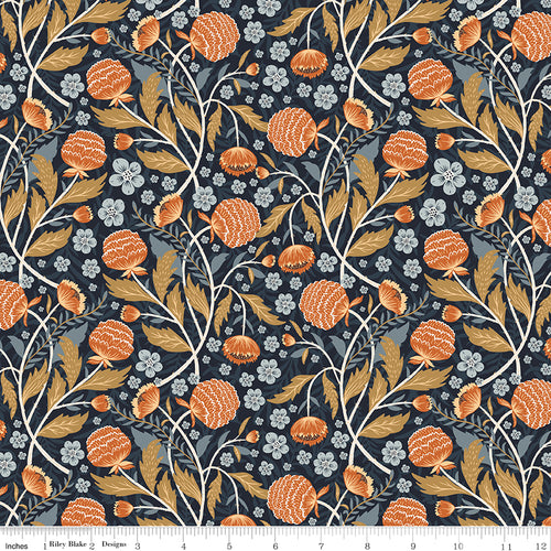 The Old Garden Navy Blue Floral Fabric by Riley Blake Designs