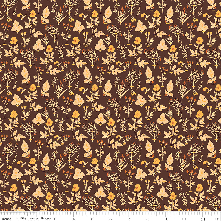 The Old Garden Brown Leaves Fabric by Riley Blake Designs