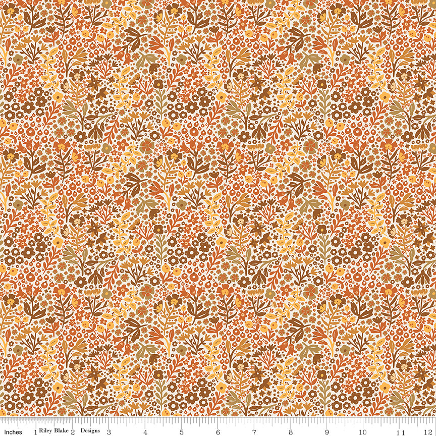 The Old Garden Brown Floral Fabric by Riley Blake Designs