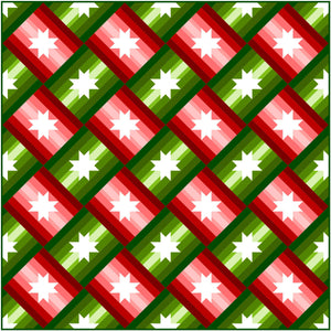 Christmas Slanted Star Quilt Kit by Sewcial Stitch 4 size options Red and Green