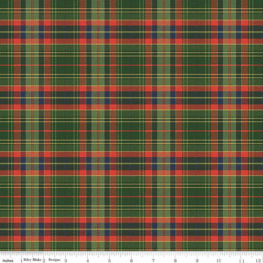 More Christmas Wishes Green Plaid Fabric by Riley Blake Designs