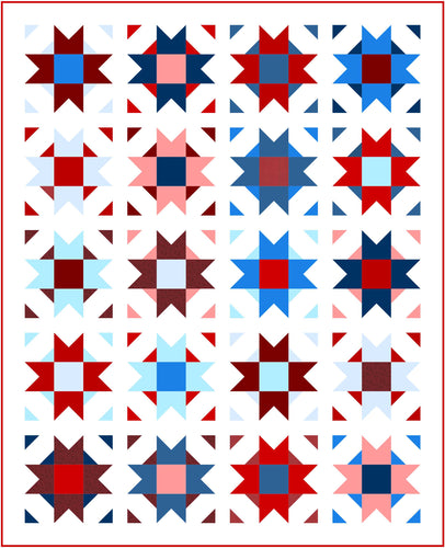 Solid Patriotic Compass Star Quilt Kit-Throw Size