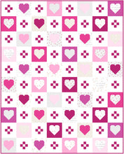 Load image into Gallery viewer, Cozy Checkered Hearts Pink Quilt Kit Emily Dennis 3 Size Options