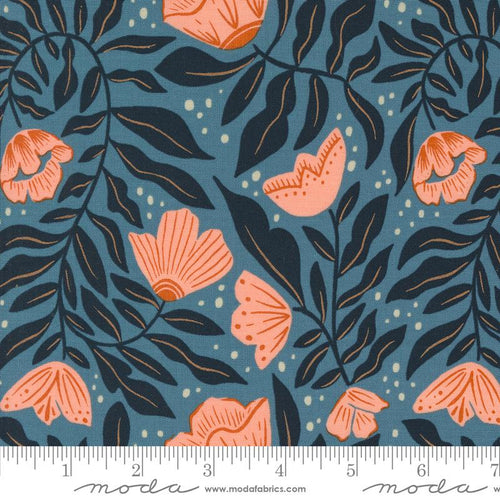 Folk Lore Navy Floral Fabric by Fancy That Design House for Moda Fabrics