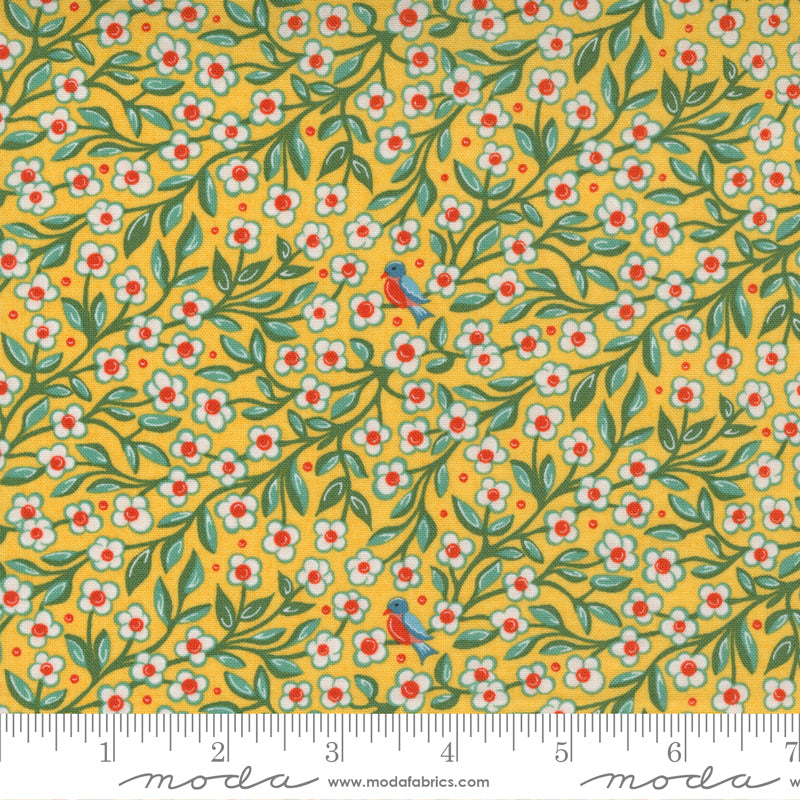 Frankie Sincere Floral Yellow Fabric by BasicGrey for Moda