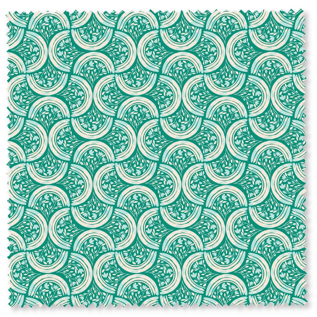 Fresh Morning Teal Geometric Fabric by Felicity Fabrics