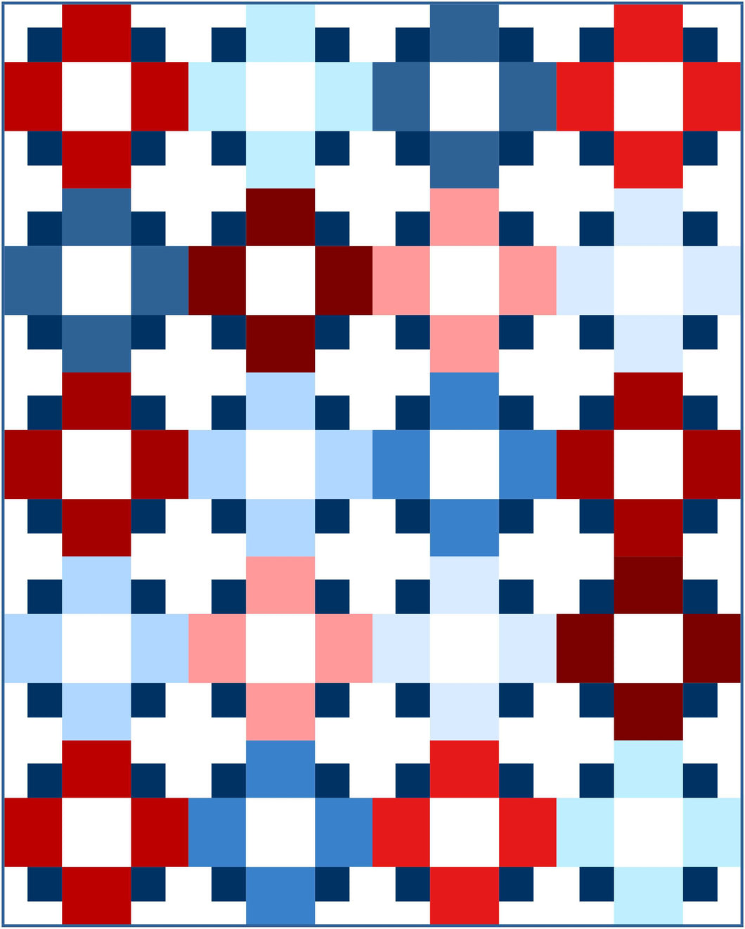 Solid Patriotic Hopscotch Quilt Kit-Throw Size