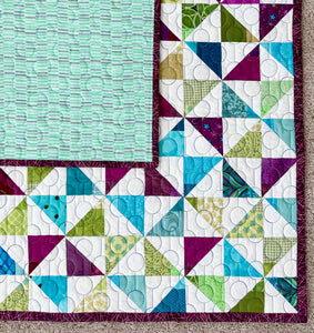 Purple, Green and Aqua Pinwheel Finished Quilt 35.5" x 35.5"
