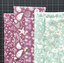 Load image into Gallery viewer, Seaglass Summer Purple and Mint Fat Quarter Bundle by Sweetfire Road for Moda Fabrics
