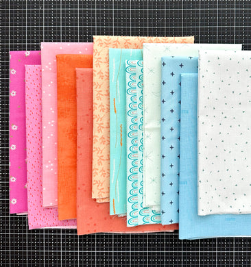 Fairy Dust Blue, Pink and Orange Fat Quarter Bundle Custom Curated by Sewcial Stitch