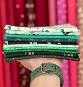 Green Fat Quarter Destash Bundle-10 FQ's