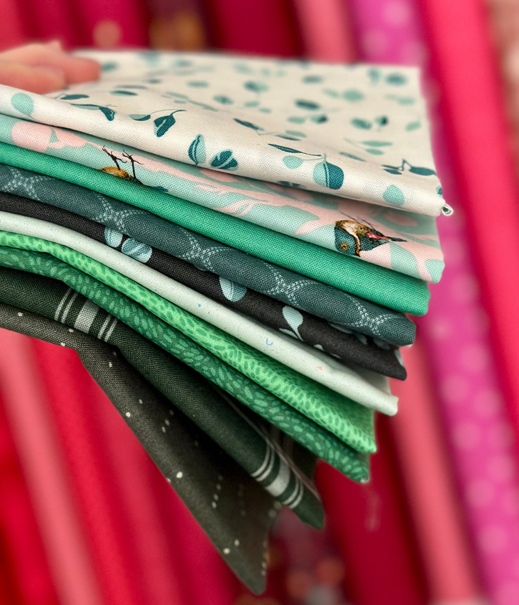Green Fat Quarter Destash Bundle-10 FQ's