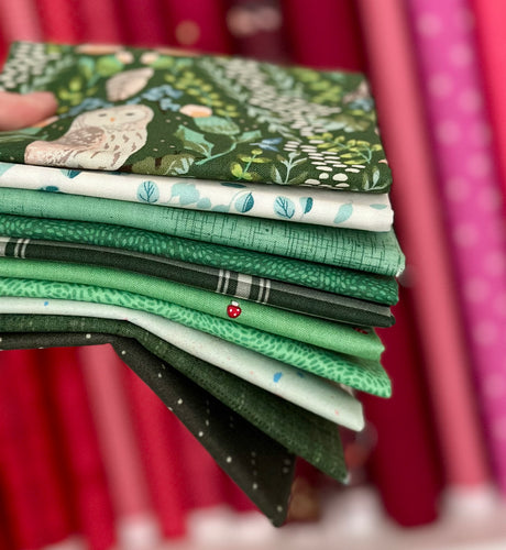 Green Fat Quarter Destash Bundle-10 FQ's