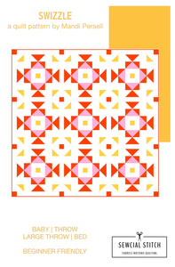Swizzle Quilt Pattern by Mandi Persell of Sewcial Stitch 4 size options-PAPER PATTERN