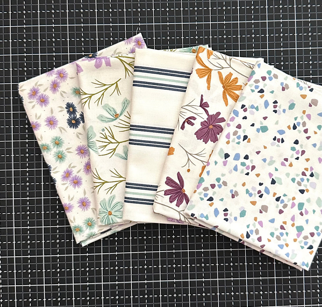 Seaglass Summer Low Volume Fat Quarter Destash Bundle-5 FQ's
