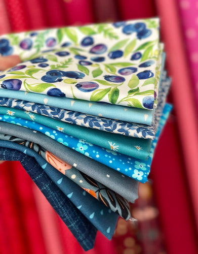 Blue Fat Quarter Destash Bundle-9 FQ's