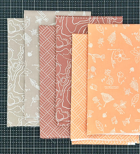 Wildwood Wander Taupe, Dusty Rose and Peach Fat Quarter Bundle by Katherine Lenius for Riley Blake Designs