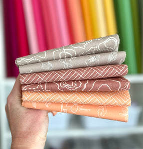 Wildwood Wander Taupe, Dusty Rose and Peach Fat Quarter Bundle by Katherine Lenius for Riley Blake Designs