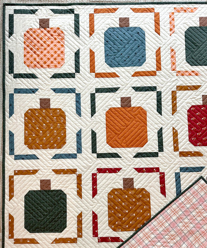 Pumpkin Pop Finished Quilt by Sewcial Stitch, Throw Size 48