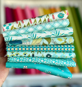 Feed My Soul Aqua Fat Quarter Bundle by Sandy Gervais for Riley Blake Designs
