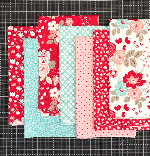 You and Me Red Pink and Aqua Fat Quarter Bundle by Riley Blake Designs