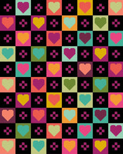 Load image into Gallery viewer, Cozy Checkered Hearts Quilt Kit Black Emily Dennis 3 Size Options