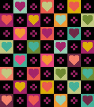 Load image into Gallery viewer, Cozy Checkered Hearts Quilt Kit Black Emily Dennis 3 Size Options