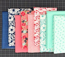 Load image into Gallery viewer, Pink Aqua and Navy Blue Half Yard Bundle Custom Curated by Sewcial Stitch