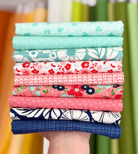 Load image into Gallery viewer, Pink Aqua and Navy Blue Half Yard Bundle Custom Curated by Sewcial Stitch