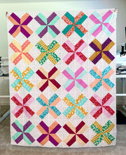 Load image into Gallery viewer, Tilt A Whirl Throw Size Quilt Top by Sewcial Stitch FREE SHIPPING